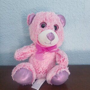 Fuzzy Soft Pink & Purple Stuffed Valentines Day Teddy Bear